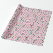 Niedliche Weihnachtstierreste Rosa Geschenkpapier (Ungerollt)