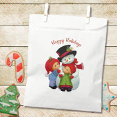 Niedliche Weihnachtstots mit Frau Snowman Bag Geschenktütchen