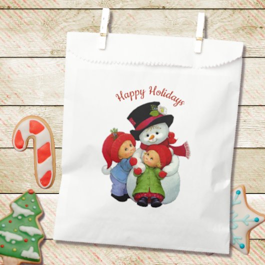 Niedliche Weihnachtstots mit Frau Snowman Bag Geschenktütchen