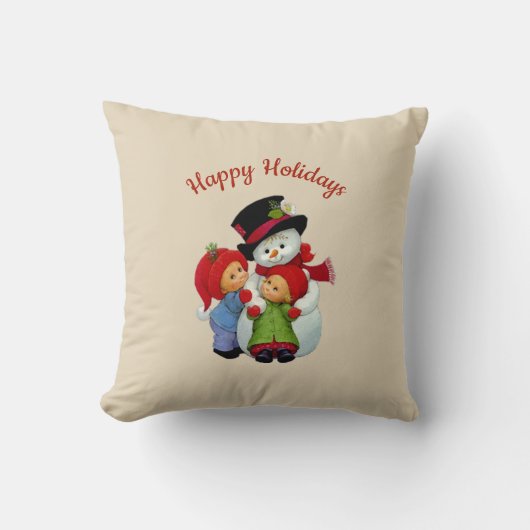 Niedliche Weihnachtstots mit Frau Snowman Pillow Kissen (Vorderseite)