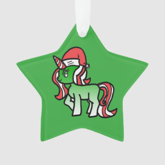 Niedliche Weihnachtsunicorn-Verzierung - grüner Ornament