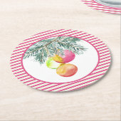 Niedliche WeihnachtsUntersetzer Rosa und Grün Runder Pappuntersetzer (Angewinkelt)