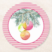 Niedliche WeihnachtsUntersetzer Rosa und Grün Runder Pappuntersetzer (Vorderseite)