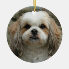 Niedliche Weihnachtsverzierung Shih Tzu Keramikornament