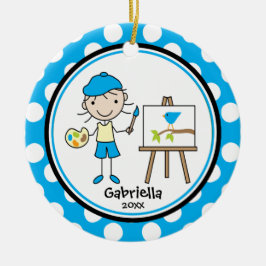 Niedliche Weihnachtsverzierungs-kleiner Künstler Keramikornament