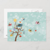 Niedliche Weihnachtsvögel Postkarte (Vorne/Hinten)