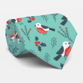 Niedliche Weihnachtsvögel und Foliage Krawatte (Gerollt)