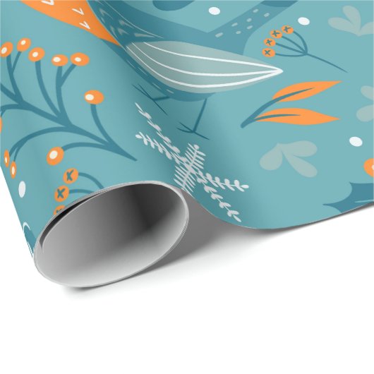 Niedliche Weihnachtsvögel und Schneeflocken Geschenkpapier (Rolleneckpunkt)