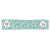 Niedliche Weihnachtsvögel und Winterfolienmuster Kurzer Tischläufer (Horizontal)