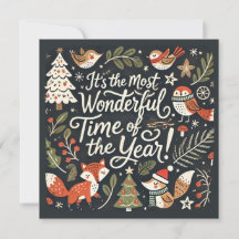 Niedliche Weihnachtswald-Robinen und Füchse Urlaub