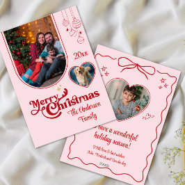 Niedliche WeihnachtsWeihnachtsfeier 3 Foto pink Feiertagskarte