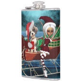 Niedliche Weihnachtswelpen Flachmann (Links)
