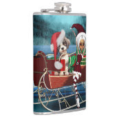 Niedliche Weihnachtswelpen Flachmann (Rechts)