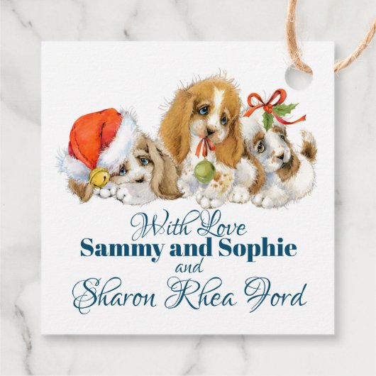 Niedliche Weihnachtswelpen - Geschenketiketten Geschenkanhänger (Rückseite)