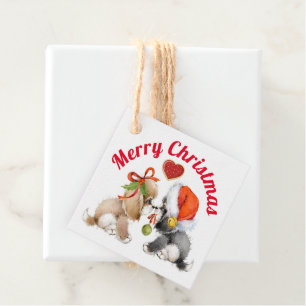 Niedliche Weihnachtswelpen - Geschenketiketten Geschenkanhänger