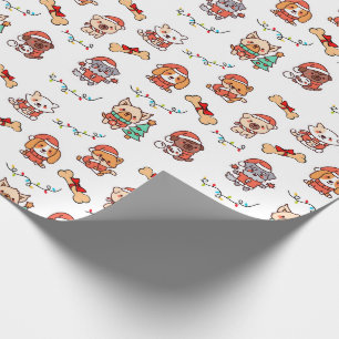 Niedliche Weihnachtswelpen Geschenkpapier