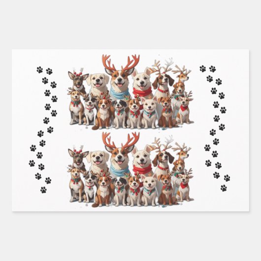 Niedliche Weihnachtswelpen Geschenkpapier Set (Vorderseite 2)