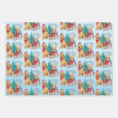 Niedliche Weihnachtswelpen mit Geschenken Geschenkpapier Set (Vorderseite)