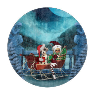 Niedliche Weihnachtswelpen Schneidebrett