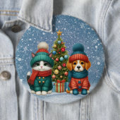 Niedliche Weihnachtswelpen und -kätzchen Button (Beispiel)