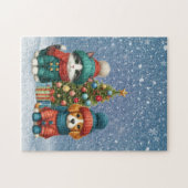 Niedliche Weihnachtswelpen und -kätzchen Puzzle (Horizontal)