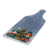 Niedliche Weihnachtswelpen und -kätzchen Schneidebrett (Ecke)