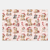 Niedliche Weihnachtswelpen und Strümpfe Geschenkpapier Set (Vorderseite)