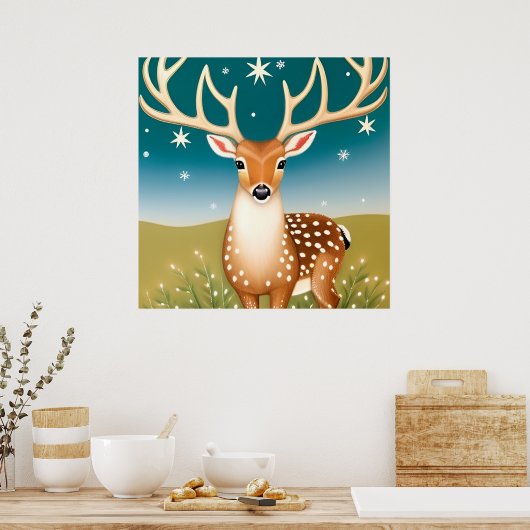 Niedliche Weihnachtswild Poster (Küche)