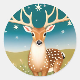 Niedliche Weihnachtswild Runder Aufkleber