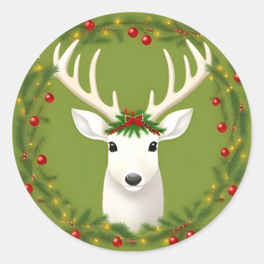 Niedliche Weihnachtswild Runder Aufkleber (Vorderseite)