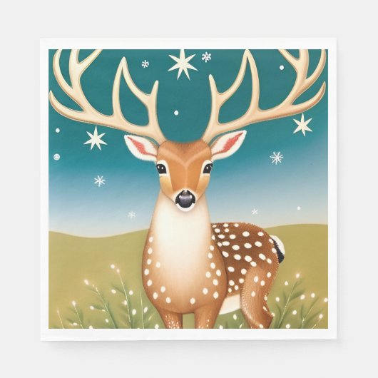 Niedliche Weihnachtswild Serviette (Vorderseite)