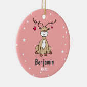 Niedliche Weihnachtswildkinder Personalisiert Keramik Ornament (Rechts)