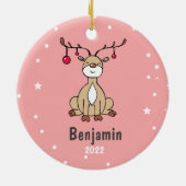 Niedliche Weihnachtswildkinder Personalisiert Keramik Ornament (Hinten)