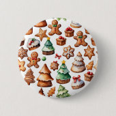 Niedliche Weihnachtswinterkuchen Illustration Button (Vorderseite)