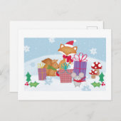 Niedliche Weihnachtswintertiere Kunst Feiertagspostkarte (Vorne/Hinten)