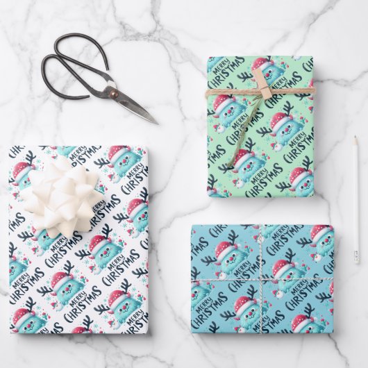 Niedliche Weihnachtswrapping Paper Sheets Geschenkpapier Set (Vorderseite)