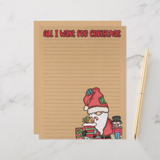 niedliche Weihnachtswunschliste Papier (Vorderseite/Rückseite Beispiel)