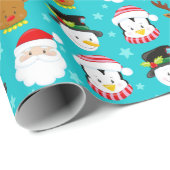 Niedliche Weihnachtszeichen Muster auf blau Geschenkpapier (Rolleneckpunkt)