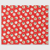 Niedliche Weihnachtszeichen Muster auf Rot Geschenkpapier (Flach)