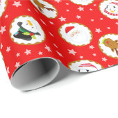 Niedliche Weihnachtszeichen Muster auf Rot Geschenkpapier (Rolleneckpunkt)