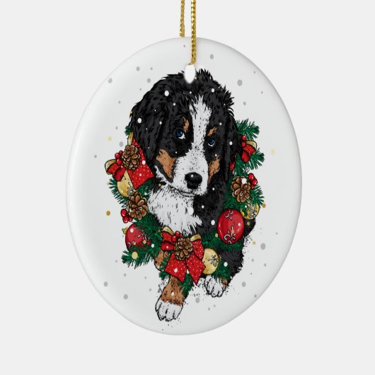 Niedliche Weihnachtszeit Bernese Mountain Dog Welp Keramik Ornament (Rechts)