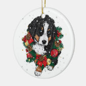 Niedliche Weihnachtszeit Bernese Mountain Dog Welp Keramik Ornament (Links)