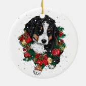 Niedliche Weihnachtszeit Bernese Mountain Dog Welp Keramik Ornament (Hinten)