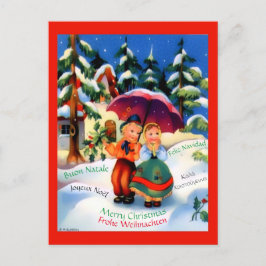 Niedliche Weihnachtszeit Französisch Spanisch Deut Postkarte