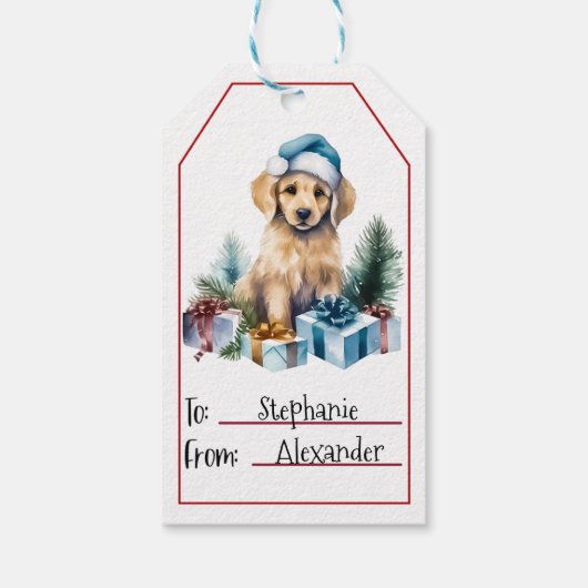 Niedliche Weihnachtszeit für Hunde (1) Geschenkanhänger (Rückseite)