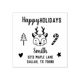 Niedliche Weihnachtszeit handgezeichnet Rentier-Rü Gummistempel