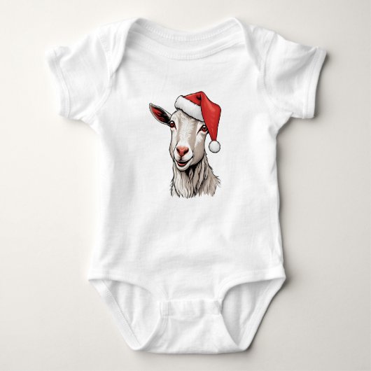 Niedliche Weihnachtsziege mit Weihnachtsmannmütze, Baby Strampler (Vorderseite)