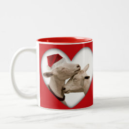 Niedliche Weihnachtsziegen-Paare Zweifarbige Tasse