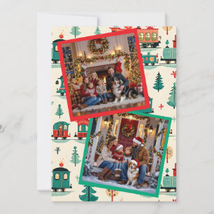 Niedliche Weihnachtszüge und Foto Feiertagskarte