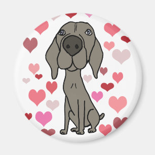 Niedliche Weimaraner Hunde-und Herz-Muster-Kunst Magnet
